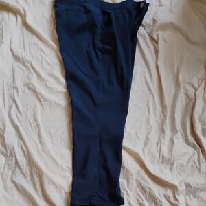 Navy Blue Women Straight Leg Capris Pants